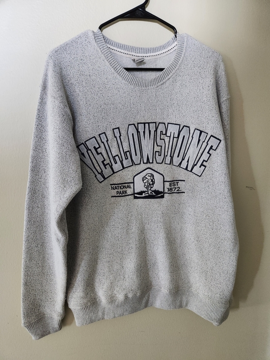 Heritage Tops - Heritage Light Gray Crewneck Sweatshirt with Dark Navy Graphic